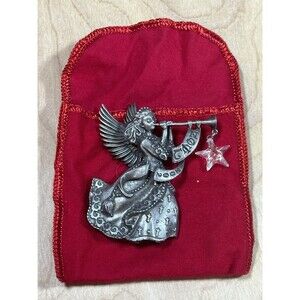 Vintage Avon Christmas Ornament 2002 Pewter Angel With Star